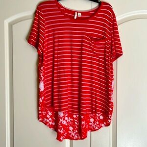 Red Rayon HiLo Top